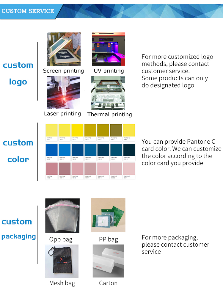 Integrated custom service overview for fitness equipment, including logo printing, color matching, and packaging solutions, showcasing OEM capabilities.